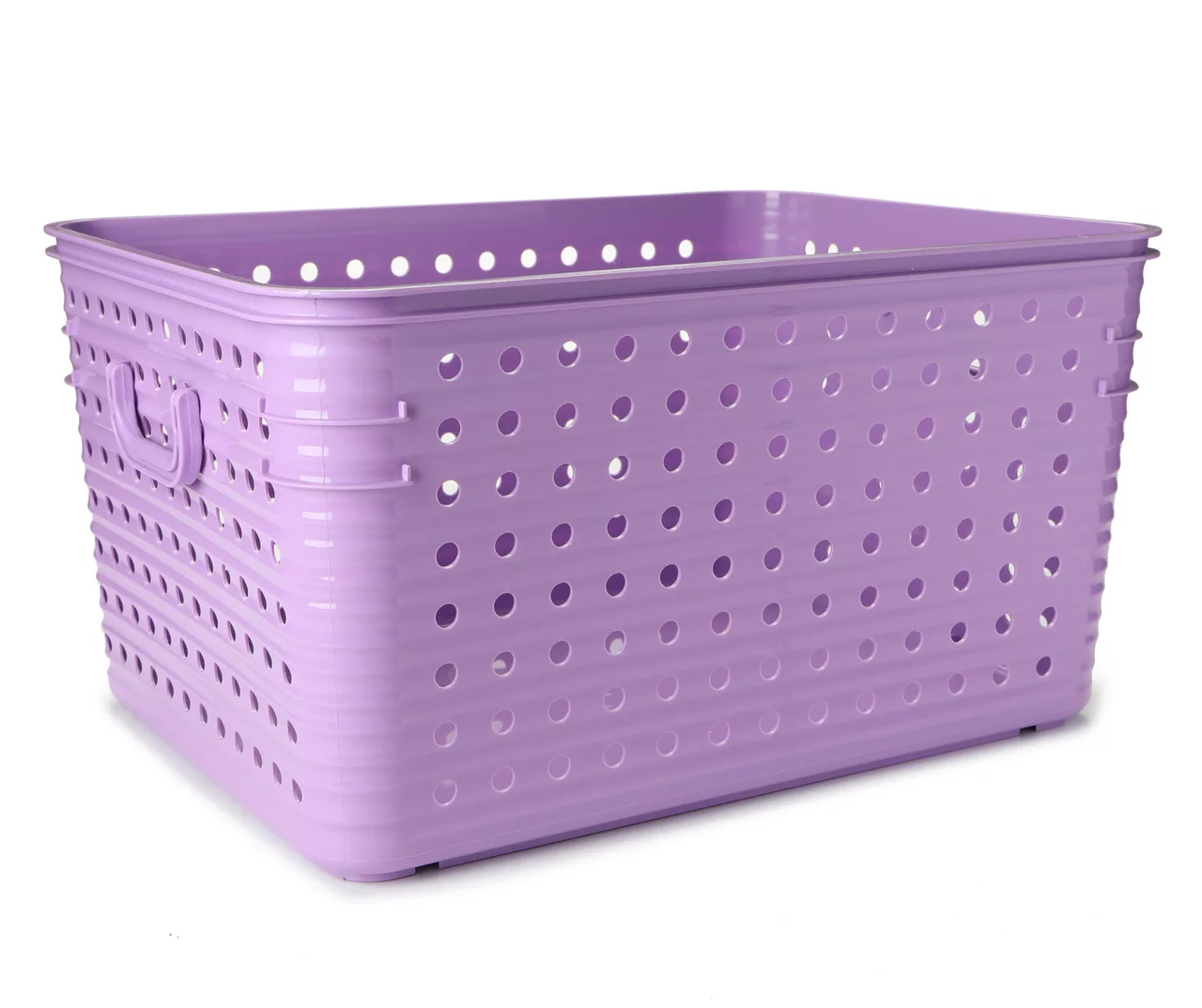 Bright Lilac Dot-Cutout Storage Basket, (22") 3 Bright Lilac Dot-Cutout Storage Basket, (22")