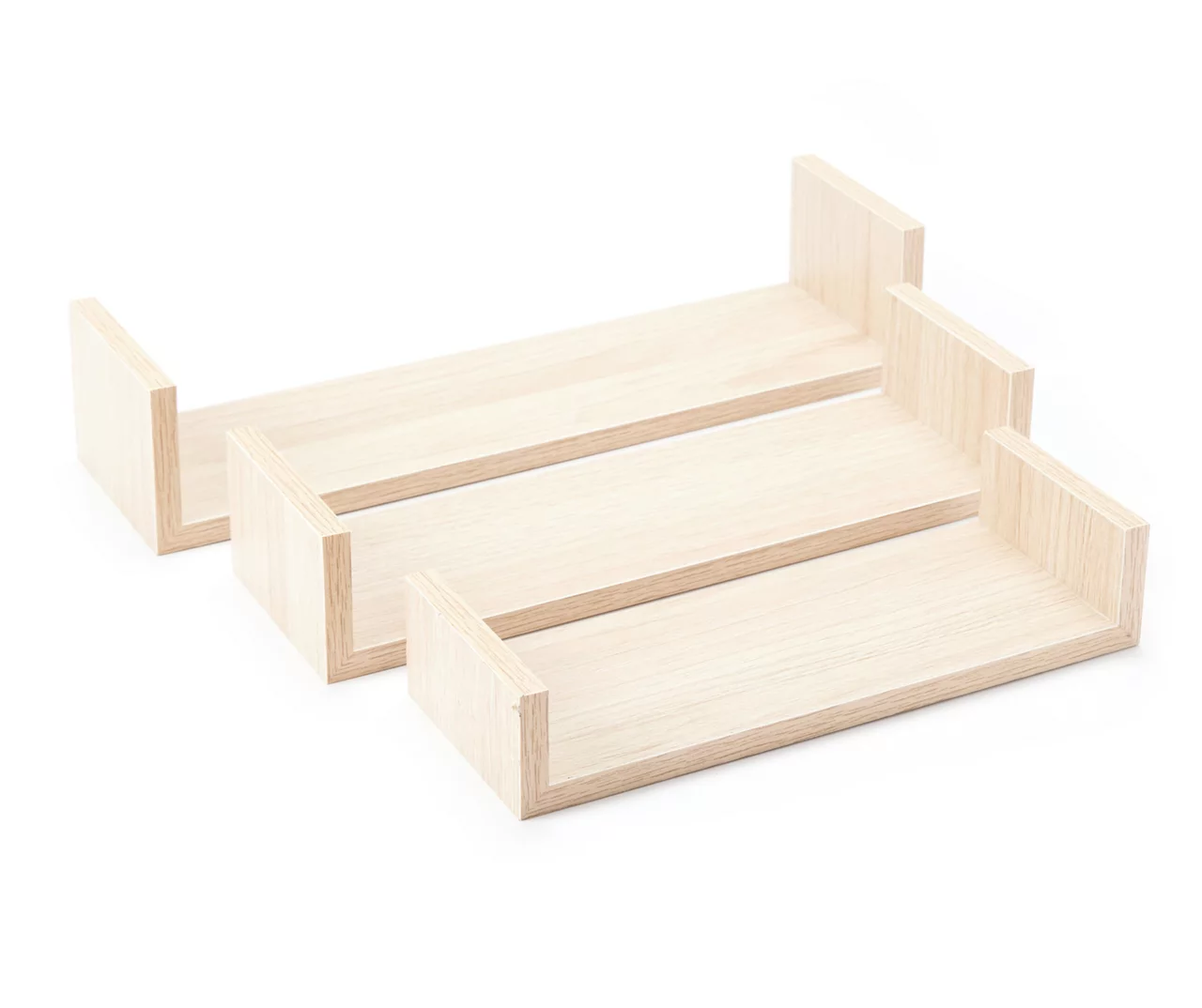 Natural Brown U-Shape 3-Piece Wall Shelf Set 4 Natural Brown U-Shape 3-Piece Wall Shelf Set - Image 2