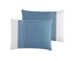 Hilden White & Blue Color Block Bedding Set -Cheap Home Store 810611475 A7 4