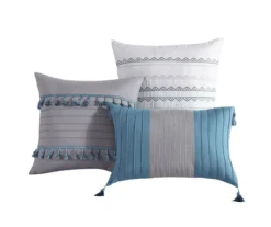 Hilden White & Blue Color Block Bedding Set -Cheap Home Store 810611475 A7 5