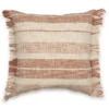 Peach & Beige Stripe Fringe-Trim Square Throw Pillow -Cheap Home Store 810613494 A0 1