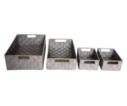 Taupe 4-Piece Woven Strap Storage Bin Set