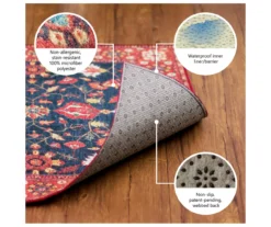 My Magic Carpet Sasha Blue & Cream Floral Washable Runner Rug, (2.5' X 7') -Cheap Home Store 810615380 A8 5