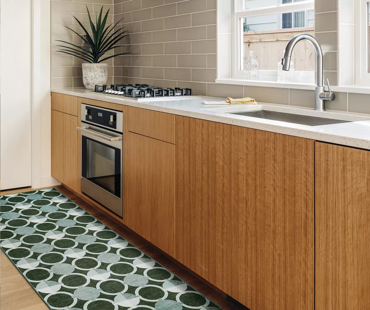 My Magic Carpet Dula Dark Sage Green Circle Washable Runner Rug, (2.5' X 7') 10 My Magic Carpet Dula Dark Sage Green Circle Washable Runner Rug, (2.5' X 7') - Image 8