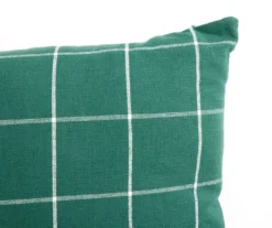Green & White Windowpane Plaid Reversible Throw Pillow -Cheap Home Store 810616390 A8 2