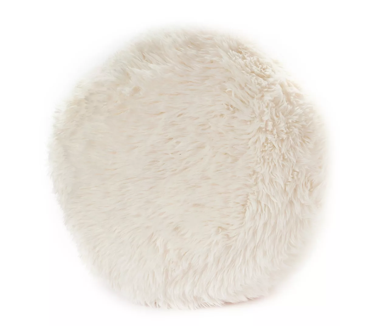 Cream Faux Fur Round Throw Pillow 2 Cream Faux Fur Round Throw Pillow
