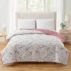 Mauve & Blue Floral Microfiber Quilt -Cheap Home Store 810618576 A0 1