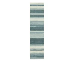 Rainbow Blue Stripe Runner Rug, (2' X 5')