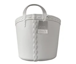 Stash Light Gray Round Plastic Storage Basket