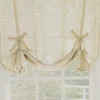 Meribel Taupe & White Embroidered Floral Tie-Up Rod Pocket Curtain Panel, (63") -Cheap Home Store 810660804 A0