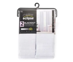 Naptime White Blackout Rod Pocket Curtain Panel Pair, (84")