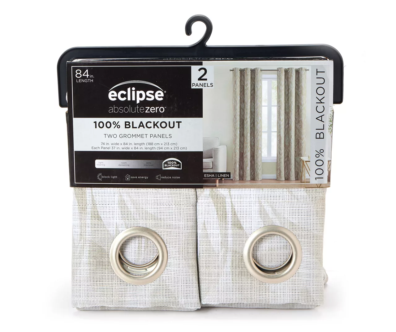 Esha Beige Botanical Blackout Grommet Curtain Panel Pair, (84") 3 Esha Beige Botanical Blackout Grommet Curtain Panel Pair, (84")