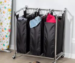 Black Easy Load Triple Laundry Sorter -Cheap Home Store 810669663 A0 5