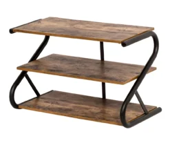 Black & Brown Z-Frame 3-Tier Wood Shoe Rack