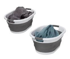 Dark Gray & White Collapsible Laundry Baskets, 2-Pack -Cheap Home Store 810669677 A0 9