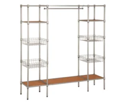 Silver & Brown Box-Frame Freestanding Closet With Shelves