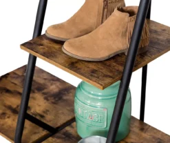 Black & Brown Z-Frame Double-Rod Freestanding Closet With Shelves