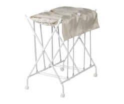 White & Beige Double Bounce-Back Laundry Hamper