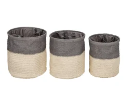 Gray & Beige Woven 3-Piece Flexible Laundry Hamper Set -Cheap Home Store 810669716 A0 3