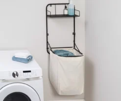 Black Wall-Mounted Hamper With Shelf -Cheap Home Store 810669717 A0 7