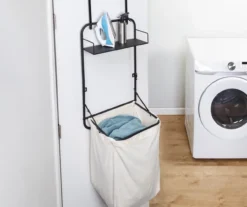 Black Wall-Mounted Hamper With Shelf -Cheap Home Store 810669717 A0 8