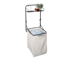 Black Wall-Mounted Hamper With Shelf -Cheap Home Store 810669717 A0 9