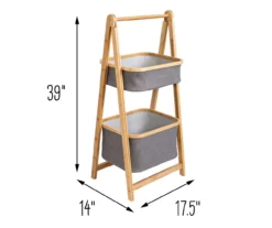 Gray & Natural Bamboo 2-Tier Collapsible A-Frame Shelf -Cheap Home Store 810669747 A0 10