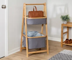 Gray & Natural Bamboo 2-Tier Collapsible A-Frame Shelf -Cheap Home Store 810669747 A0 7