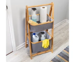 Gray & Natural Bamboo 2-Tier Collapsible A-Frame Shelf -Cheap Home Store 810669747 A0 8