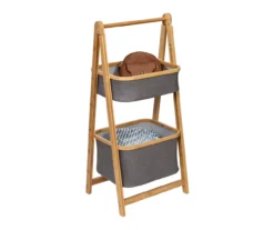 Gray & Natural Bamboo 2-Tier Collapsible A-Frame Shelf -Cheap Home Store 810669747 A0 9