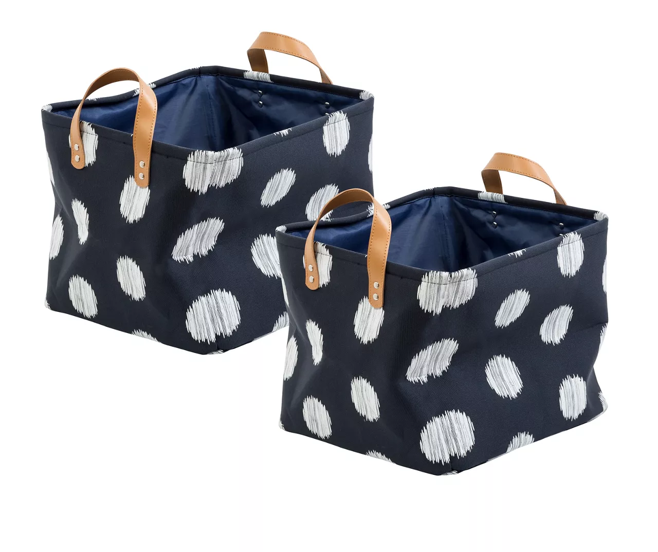Navy & White Dots Canvas Storage Totes, 2-Pack 3 Navy & White Dots Canvas Storage Totes, 2-Pack