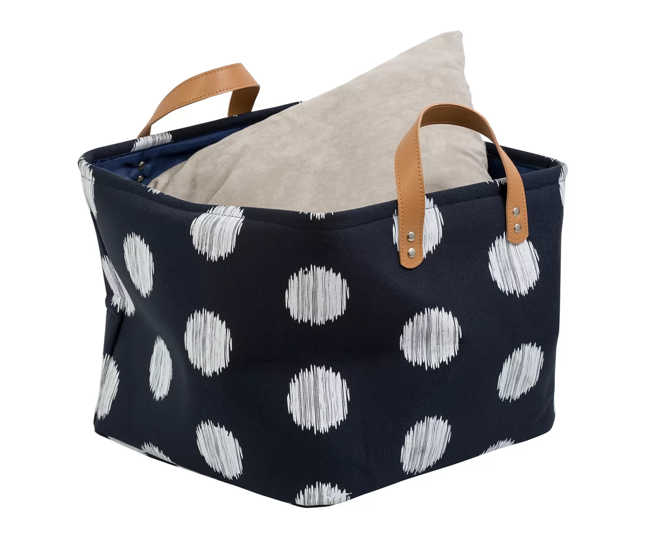 Navy & White Dots Canvas Storage Totes, 2-Pack 5 Navy & White Dots Canvas Storage Totes, 2-Pack - Image 3