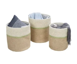 Natural & Tan 3-Piece Paper Straw Nesting Storage Basket Set -Cheap Home Store 810669761 A0 8
