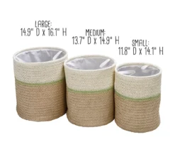 Natural & Tan 3-Piece Paper Straw Nesting Storage Basket Set -Cheap Home Store 810669761 A0 9