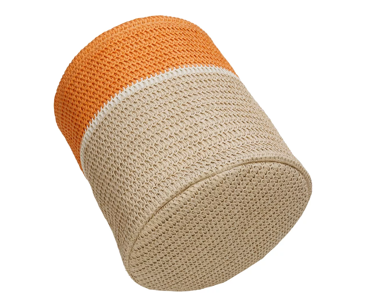 Natural & Orange 3-Piece Paper Straw Nesting Storage Basket Set 5 Natural & Orange 3-Piece Paper Straw Nesting Storage Basket Set - Image 3