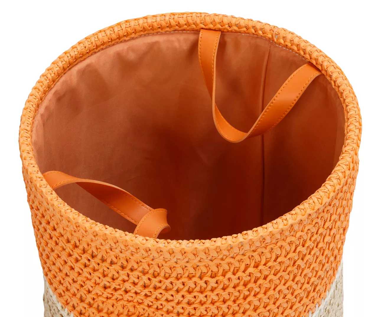 Natural & Orange 3-Piece Paper Straw Nesting Storage Basket Set 8 Natural & Orange 3-Piece Paper Straw Nesting Storage Basket Set - Image 6
