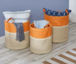 Natural & Orange 3-Piece Paper Straw Nesting Storage Basket Set 17 Natural & Orange 3-Piece Paper Straw Nesting Storage Basket Set -Cheap Home Store 810669763 A0 7