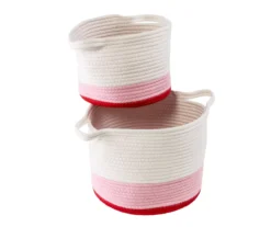 White, Pink & Red Cotton Rope 2-Piece Nesting Storage Basket Set -Cheap Home Store 810669766 A0 3