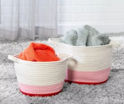 White, Pink & Red Cotton Rope 2-Piece Nesting Storage Basket Set -Cheap Home Store 810669766 A0 7