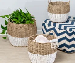 Natural & White Seagrass 3-Piece Nesting Storage Basket Set -Cheap Home Store 810669767 A0 2