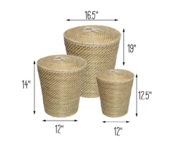 Natural Seagrass 3-Piece Nesting Storage Basket Set With Lids -Cheap Home Store 810669768 A0 4