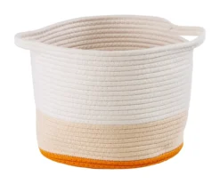White & Orange Cotton Rope 2-Piece Nesting Storage Basket Set -Cheap Home Store 810669772 A0 6