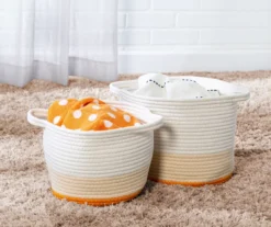 White & Orange Cotton Rope 2-Piece Nesting Storage Basket Set -Cheap Home Store 810669772 A0 7