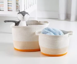 White & Orange Cotton Rope 2-Piece Nesting Storage Basket Set -Cheap Home Store 810669772 A0 8