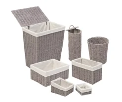 Gray Paper Rope Woven 7-Piece Storage Basket Set