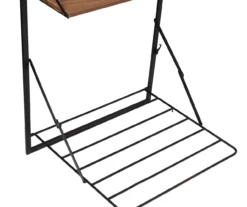 Black & Walnut-Finish Wall-Mounted Drying Rack With Shelf -Cheap Home Store 810669777 A0 2