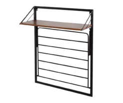Black & Walnut-Finish Wall-Mounted Drying Rack With Shelf -Cheap Home Store 810669777 A0 5