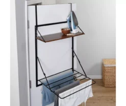 Black & Walnut-Finish Wall-Mounted Drying Rack With Shelf -Cheap Home Store 810669777 A0 8