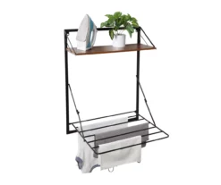 Black & Walnut-Finish Wall-Mounted Drying Rack With Shelf -Cheap Home Store 810669777 A0 9