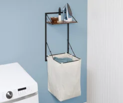 Black & Walnut-Finish Wall-Mounted Hamper With Shelf 17 Black & Walnut-Finish Wall-Mounted Hamper With Shelf -Cheap Home Store 810669783 A0 7